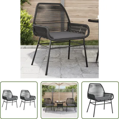 Produktbild von The Living Store Gartenstühle 2 Stk. mit Kissen Schwarz Poly Rattan