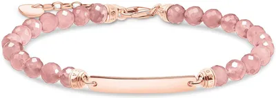 Produktbild von THOMAS SABO Armband Gravurplatte Silber Rosévergoldet Rosa J