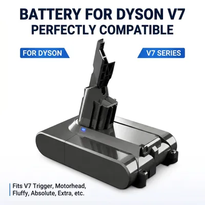 Produktbild von V7 Staubsaugerakku - Li-Ion Ersatzbatterie - 12800 mAh 21,6 V - 2er Pack - Kompatibel mit V7 Motorhead Trigger Animal Car+Boat Fluffy SV11