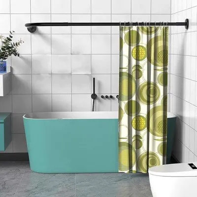 Produktbild von Famanu L-förmige Duschvorhangstange aus Edelstahl 304, diamantförmig, 43-65 × 51-66 cm