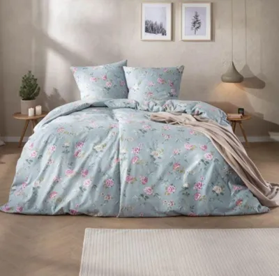Produktbild von Estella Samt + Seide Flanell Bettwäsche 135x200 Corvara taube Rosen 5470-610