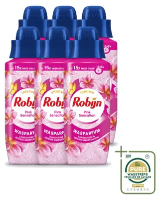 Image de 6 flacons de parfum pour lessive Robijn Intense Pink Sensation - 342 ml - Pack économique - 6 pièces