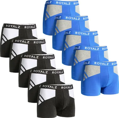 Produktbild von ROYALZ Unterhosen Herren Boxershorts 10er Pack sportlich-modernes Sportiv Design, 10er Set (95% Baumwolle / 5% Elasthan)
