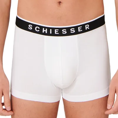 Produktbild von Schiesser 9er Pack 95/5 Organic Baumwolle Retro Short / Pant Körpernahe Shorts mit Webgummibund , Kontraststarke Logo-Prägung am Bund, Elastische Single-Jersey-Qualität