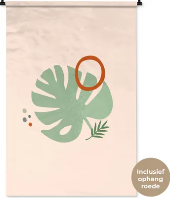 Produktbild von MuchoWow® Wandteppich Wandbehang Blatt - Pflanzen - Pastell 90x135 cm Tapisserie Dekoration Wandtuch - Baumwolle - Wandskulptur