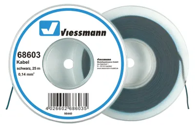 Produktbild von Viessmann 68603 - Kabel auf Abrollspule 0,14 mmÃƒâ€šÃ‚², schwarz, 25 m  - Neu