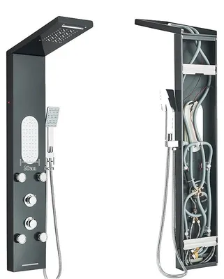 Zdjęcie produktu dla Panel prysznicowy, funkcja deszczowa, wyświetlacz temperatury LED, 8125 czarny