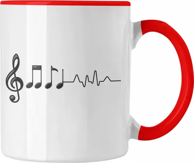 Produktbild von Trendation - Musiker Tasse  Herzschlag Geschenk Musik-Lehrer Musik-Lehererin Geschenkidee Musik Fan Geschenke Spruch (Rot)