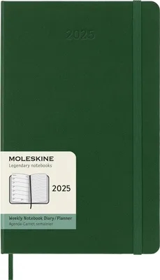 Produktbild von Moleskine 12 Monate Wochen Notizkalender 2025, Large/A5, 1 Wo = 1 Seite, rechts linierte Seite, Fester Einband, Myrtengrün