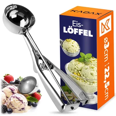 Obrázok produktu pre KADAX naberačka na zmrzlinu "Mayo", z nehrdzavejúcej ocele, naberačka na zmrzlinu, ryža, dezertný príbor, 22 cm