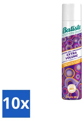 Imagen del producto de 10 unidades de champú seco Batiste Extra Volume, 200 ml cada uno. Paquete económico