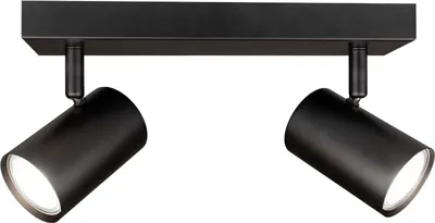 Produktbild von Ledvion - LED Deckenstrahler, Schwarz 2-lights, Dimmbare, 5W, 4000K, Rechteckig, GU10 Fassung, IP20, Kippbar, inkl. GU10 Lampe