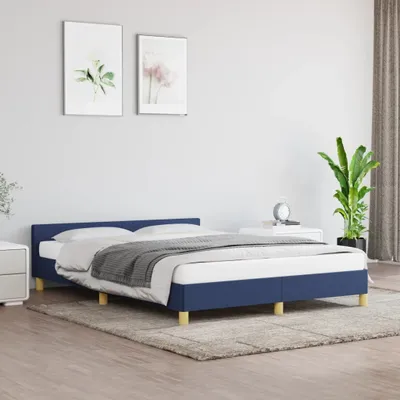 Produktbild von The Living Store Bettgestell mit Kopfteil Blau 140x190 cm Stoff