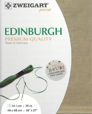 Obrázek produktu pro Počítací látka EDINBURGH Zweigart Precut 35 ct. 3217 barva 323 letní khaki, vyšívací látka ze 100% lnu pro vyšívání 48x68 cm