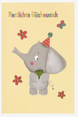 Produktbild von Geburtstag Karte mit Umschlag, Elefant Kindergeburtstag Herzliche Glückwunsch