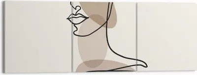 Produktbild von Bild auf Leinwand - Leinwandbild - 3 Teile - Zeichnung einzeilig Frau - 150x50cm - Wand Bild - Wanddeko - Wandbilder - Leinwanddruck - Bilder - Wanddekoration - Leinwand bilder - CA150x50-4612