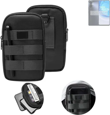 Produktbild von K-S-Trade Holster Gürtel Tasche kompatibel mit Tecno Camon 19 Pro 5G Handy Tasche Schutz Hülle dunkel-grau viele Fächer, 1x