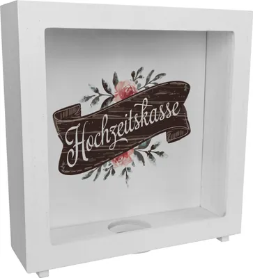 Produktbild von Hochzeitskasse Aquarell Rahmen Spardose aus Holz