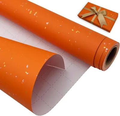 Imagen del producto de Rollo de papel de regalo, papel kraft naranja reciclable, 43 cm x 9 m, para envolver regalos