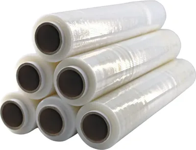 Produktbild von KURTT - Stretchfolie - Wickelfolie - Handrollen 6 Stück Leicht 23 Mikron - einseitig klebend und transparent - 50 cm x 300 m - 6 Rollen Palettenfolie