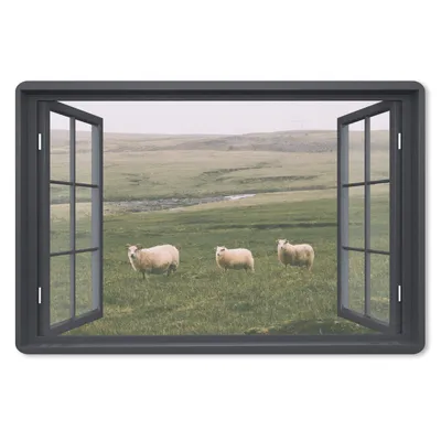 Produktbild von MuchoWow® Schreibtischunterlage Durchblick - Gras - Schafe 60x40 cm - XXL Mauspad - Großes Mauspad