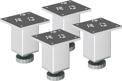 Produktbild von 4er Set sossai Höhenverstellbare Aluminium Möbelfüße 100mm in eloxiertem Design Schrankfüße Sockelfüße