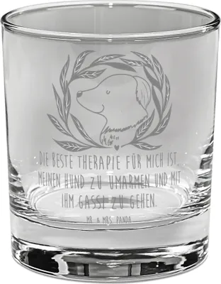 Produktbild von Mr. & Mrs. Panda Glas Hund Blumen - Transparent - Geschenk, Gin, Umarmen, Hunde, Trinkglas, Gassi gehen, gravur, Ranke, Cocktailglas, Tierliebhaber, Tumbler
