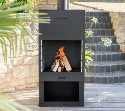 Zdjęcie produktu dla Westmann grill stalowy kominek patio piekarnik czarny 41x70x229 cm