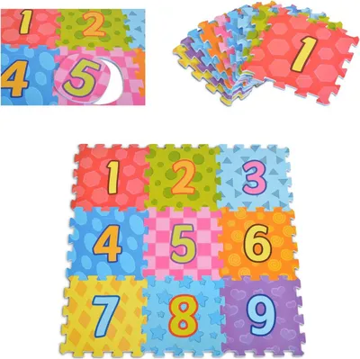 Produktbild von Moni 3020 Puzzlematte 9-teilig Zahlen Puzzleteppich Teilegröße 31 x 31 cm bunt