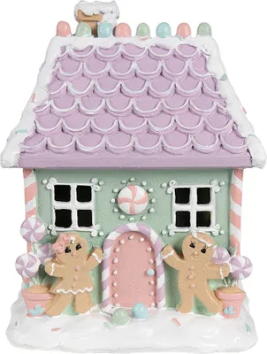 Produktbild von Clayre & Eef Lebkuchenhaus 17x14x21 cm Grün Rosa Kunststoff