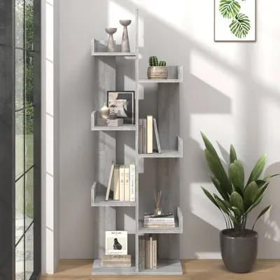 Produktbild von vidaXL Bücherschrank 48x25,5x140 cm Grau Sonoma Holzwerkstoff - Bücherschrank - Bücherschränke - Bücherregal - Buchorganisator