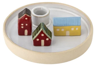 Produktbild von BLOOMINGVILLE | Coze Kerzenhalter, Weiß, Steingut | D15,5xH5 cm | 82072908