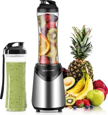 Immagine prodotto di Set frullatore portatile Mix&Go con contenitori da 550 ml - 2 bicchieri senza BPA - 300 W - 4 lame in acciaio inossidabile - ABS