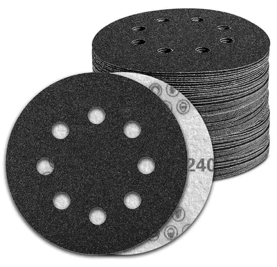 Produktbild von Nassschleifpapier 100 Stück 125mm Klett 8 Loch Körnung 240 Siliziumkarbid für Exzenterschleifer
