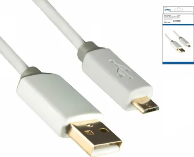 Produktbild von DINIC HQ Micro USB 2.0 Kabel USB A auf micro B, weiß, 1m