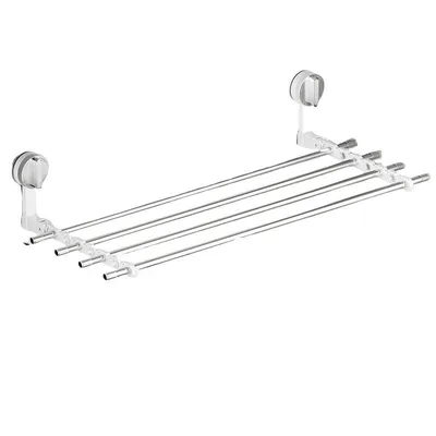 Produktbild von Faltbarer Saugknopf-Wäscheständer ohne Bohren, stark tragfähig, vielseitig, für Bad & Balkon, Aluminium, Weiß, 80cm
