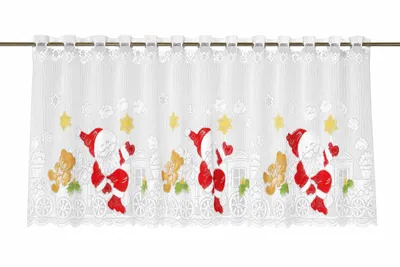 Zdjęcie produktu dla Zasłonka panelowa „Święty Mikołaj w pociągu”, wys. x szer. 50 x 140 cm, gwiazda, zima, adwent, czerwony