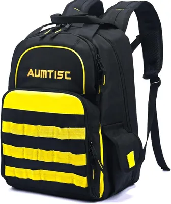 Imagen del producto de Mochila para herramientas, con 42 compartimentos multifuncionales, de 28x22x40 cm, ideal para construcción e industria