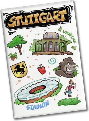 Produktbild von Stuttgart Pop Art Comic Souvenir Souvenir Magnet - Wilhelma und Stadion