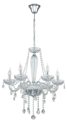 Immagine prodotto di Lampadario A Sospensione Classico Basilano 1 Acciaio Cromo Vetro 6 Luci E14