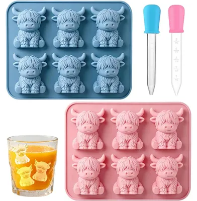 Silikon-Eiswürfelform Hochlandkuh, 4er-Set, BPA-frei