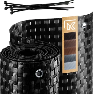 Obrázok produktu pre KADAX kryt na balkón, technorattanová rohož, kryt na terasu, 0,9 x 6 m, čierna