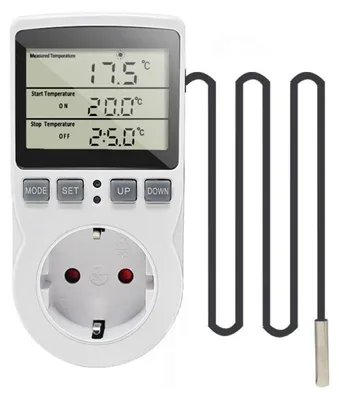Obrázok produktu pre Programovateľná zásuvka Techstar® KT3100, Digitálny časovač, Zásuvkový spínač, 230V, 16A, Programovateľný čas/teplota, Termostat, Teplotný senzor (3m)