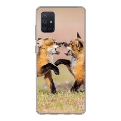 Produktbild von MuchoWow® Handyhülle Schutzhülle Hülle für Samsung Galaxy A71 Füchse - Blumen - Porträt Silikon Softcase Handy Hülle - Kartenbesitzer