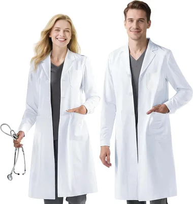 Produktbild von Laboratoriumjack unisex, weißes Laborkittel, lange Ärmel, Schutzkleidung für Hygiene