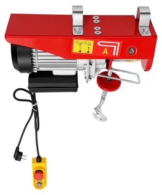Imagen del producto de Elevador eléctrico con cabrestante, capacidad de carga de 400 kg, capacidad de elevación con doble cable de 800 kg, potencia de 1350-1450W, velocidad de elevación de 10 m/min, altura de elevación de 10 m