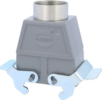 Produktbild von HARTING Han 10B Tüllengehäuse hoch, 1xPG29 gerader Kabelabgang, mit 2 Querbügeln Verschraubung PG29 Klemmbereich 16,0mm