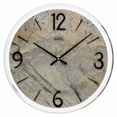 Produktbild von AMS W9633 Wanduhr mit Stein-Zifferblatt und Aluminium-Frontreif