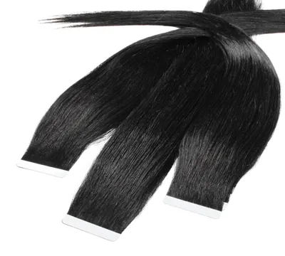 Produktbild von hair2heart Tape Extensions Echthaar Glatt - 10 Tapes 2.5g 40cm Schwarz