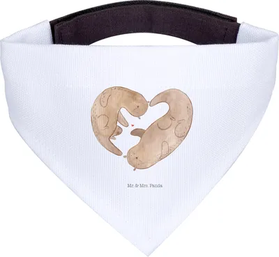Produktbild von Mr. & Mrs. Panda Hund Halstuch Otter Herz - Weiß - Geschenk, Hundehalstuch, Tuch, Hochzeitstag, Hunde, Liebe, Hunde-Halstuch